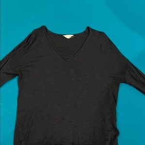 Madewell Black V-Neck Long Sleeve Tee